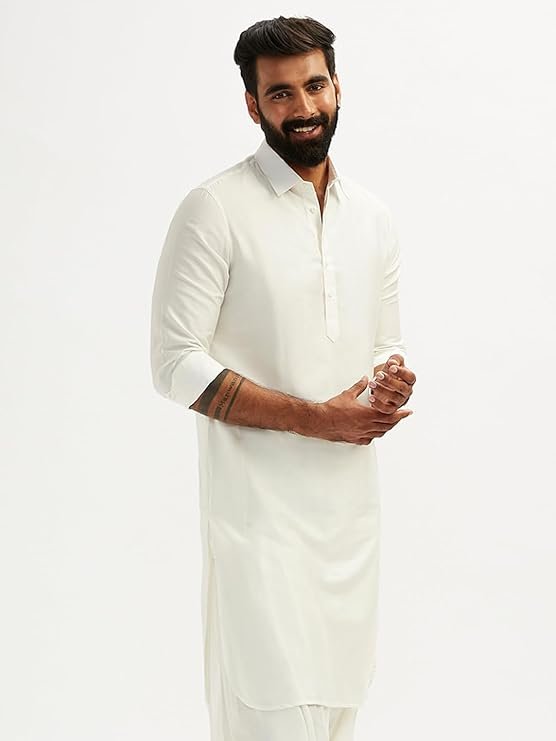 Men’s Solid Cotton Pathani Kurta – Shirt Collar Full Sleeve Traditional Ethnic Wear for Festive Celebration & Festive Occasion Wear - Image 5