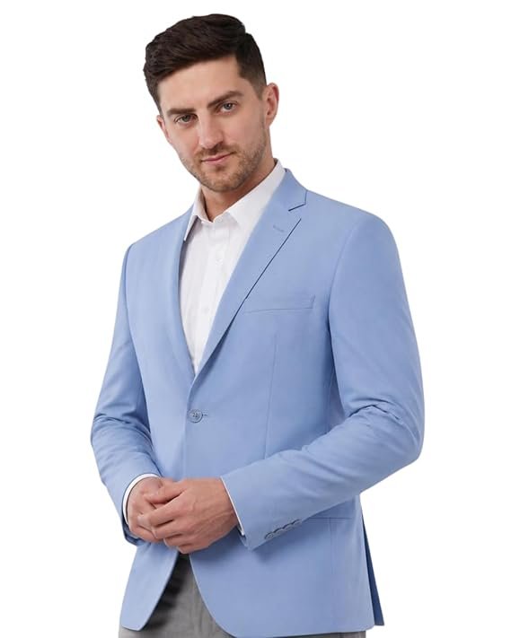 Men's Sky Blue Formal Blazer with White Shirt | Wed Couture