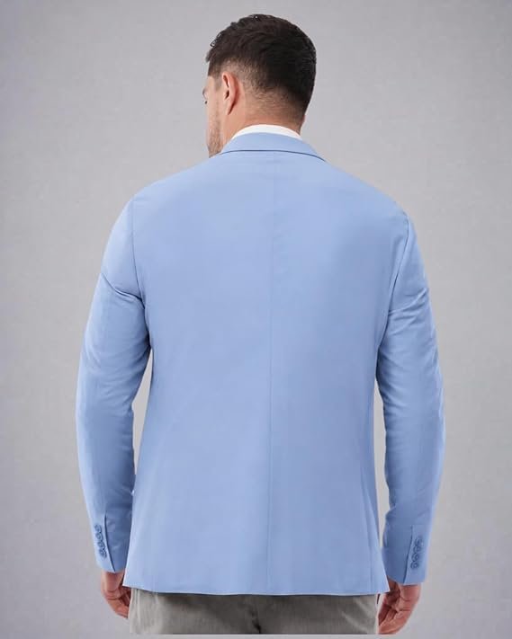 Men's Sky Blue Formal Blazer with White Shirt | Wed Couture