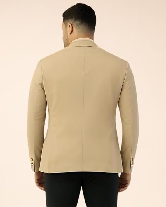 Elegant beige blazer for men, perfect for formal occasions and smart casual styling.