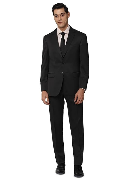 Men's Black Formal Suit with White Shirt and Black Tie