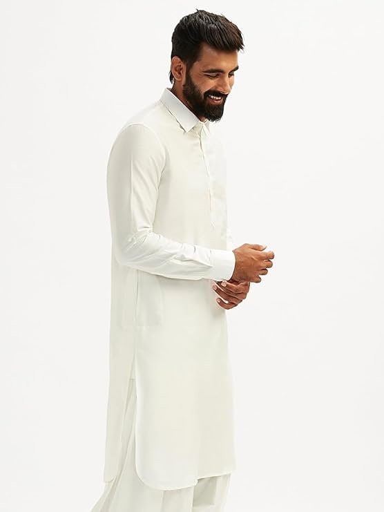 Men’s Solid Cotton Pathani Kurta – Shirt Collar Full Sleeve Traditional Ethnic Wear for Festive Celebration & Festive Occasion Wear - Image 3