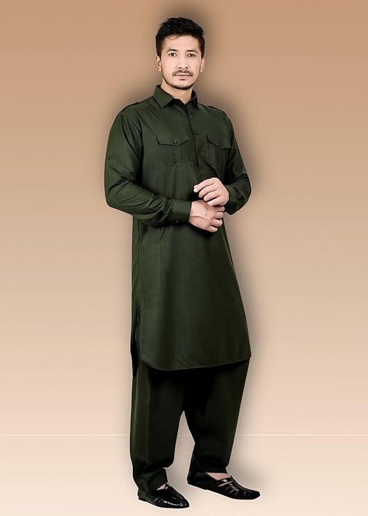 Men's Cotton Blend Pathani Kurta Pyjama Suit | WED Couture