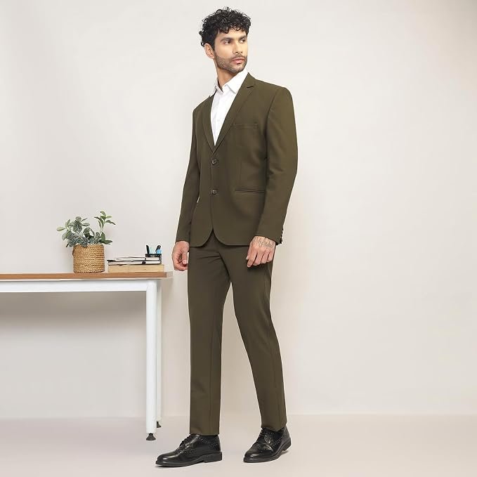 men Slim-Fit Single-Breasted 2-Piece Stretchable Formal Suit - Image 2