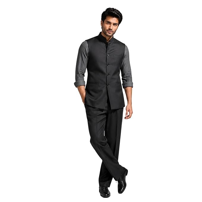 Men Black Nehru Jacket - Image 6
